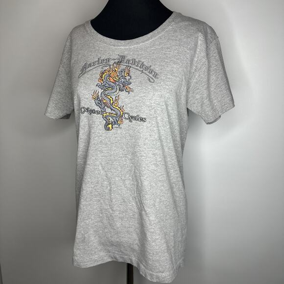Vintage Y2k Harley Davidson Womens T Shirt Size M Daytona Fire Breathing Dragon - Picture 1 of 11